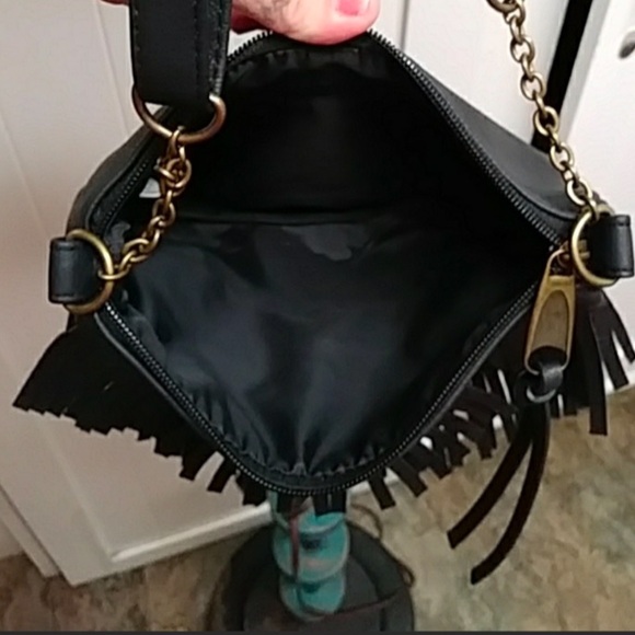 BREA BOHO CHIC BLACK FRINGE CROSSBODY BAG - Picture 2 of 14